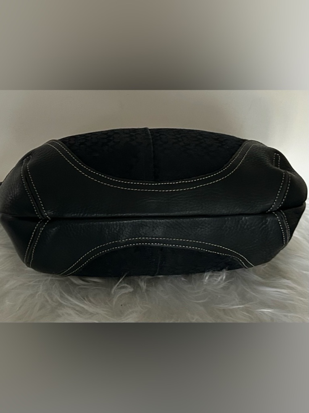 Vintage Coach Black Signature Baguette Bag Y2K Shoulder bag Leather Trim - Picture 8 of 13